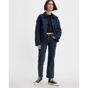 NEW Levi's Wellthread Middy Ankle Boot Jeans Deep Dahlia Dark Wash Size 34